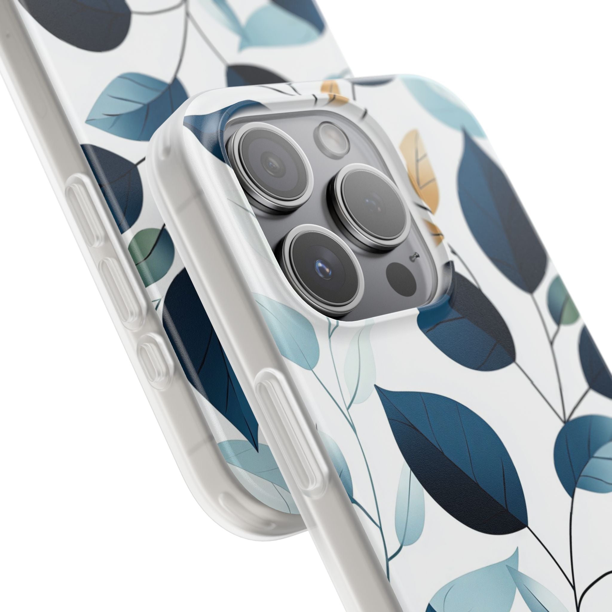 Navy Leaf Veins iPhone 15 Pro Case - Soft