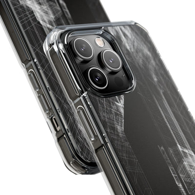 Black Impact MagSafe Phone Case for iPhone - Ghost Urban Wireframe