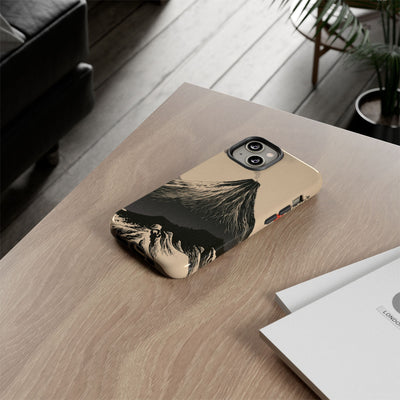 Beige Tough Phone Case for iPhone - Obsidian Ink Summit