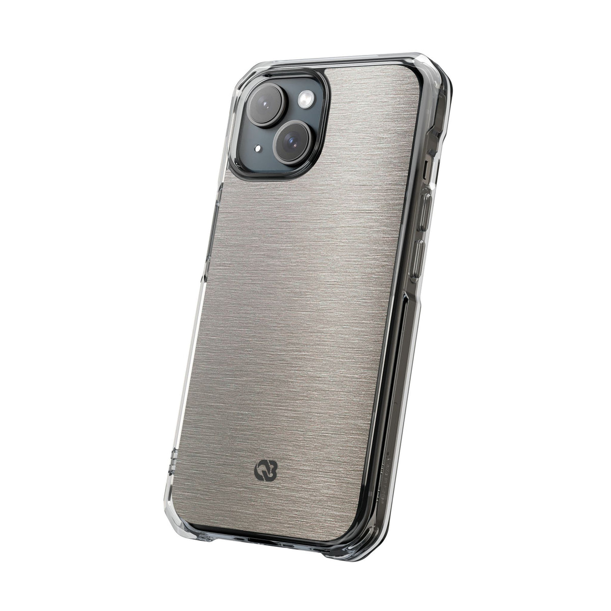 Brushed Silver Alloy · Clear Impact Magnetic Phone Case for iPhone ·  Silver
