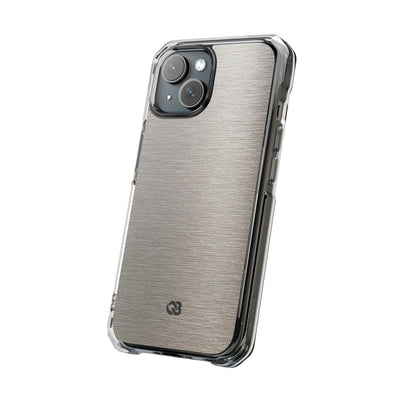 Brushed Silver Alloy · Clear Impact Magnetic Phone Case for iPhone ·  Silver