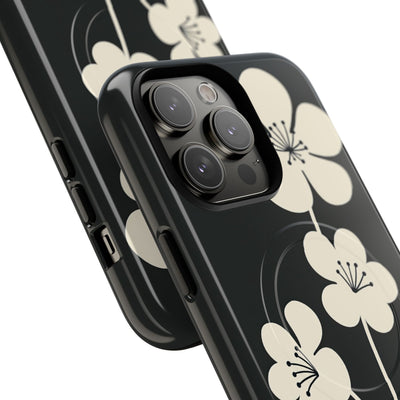 Black Tough 2.0 Magsafe Phone Case for iPhone - Obsidian Cream Bloom