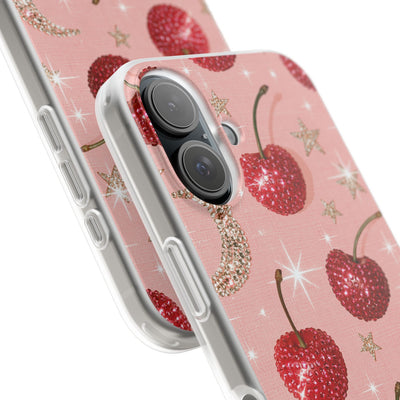 Bedazzled Ruby Cherries · Lite Phone Case for iPhone ·  Pink