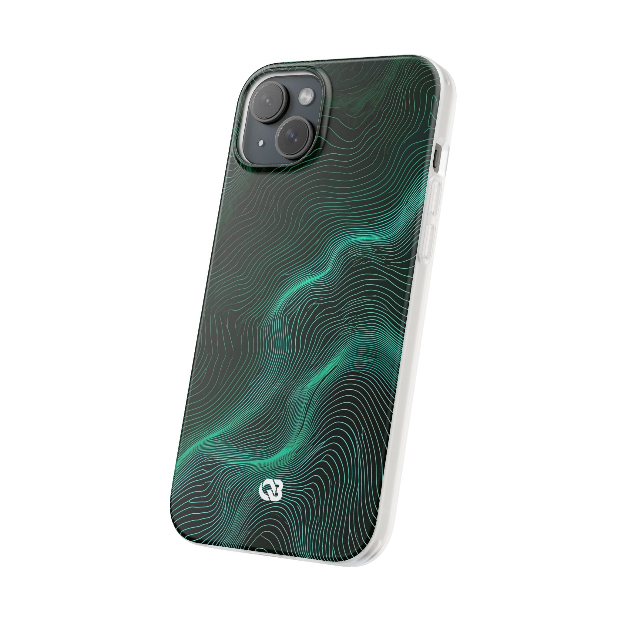 Teal Lite Phone Case for iPhone - Neon Jade Contour