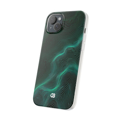 Teal Lite Phone Case for iPhone - Neon Jade Contour