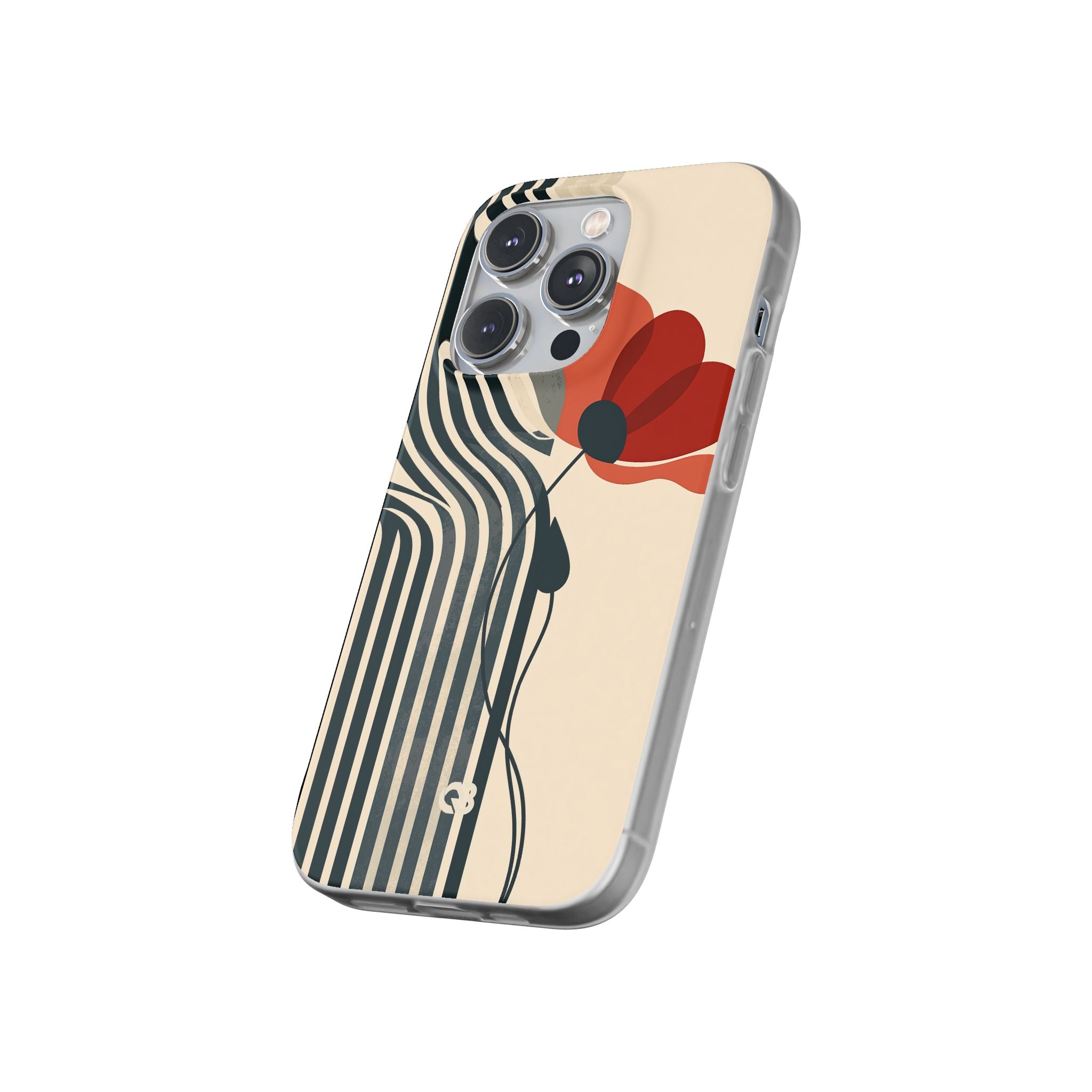 Beige Lite Phone Case for iPhone - Crimson Line Bloom