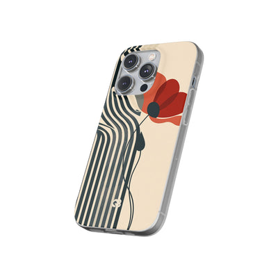 Beige Lite Phone Case for iPhone - Crimson Line Bloom