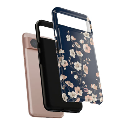 Blue Tough Phone Case for Google Pixel - Midnight Peach Sakura
