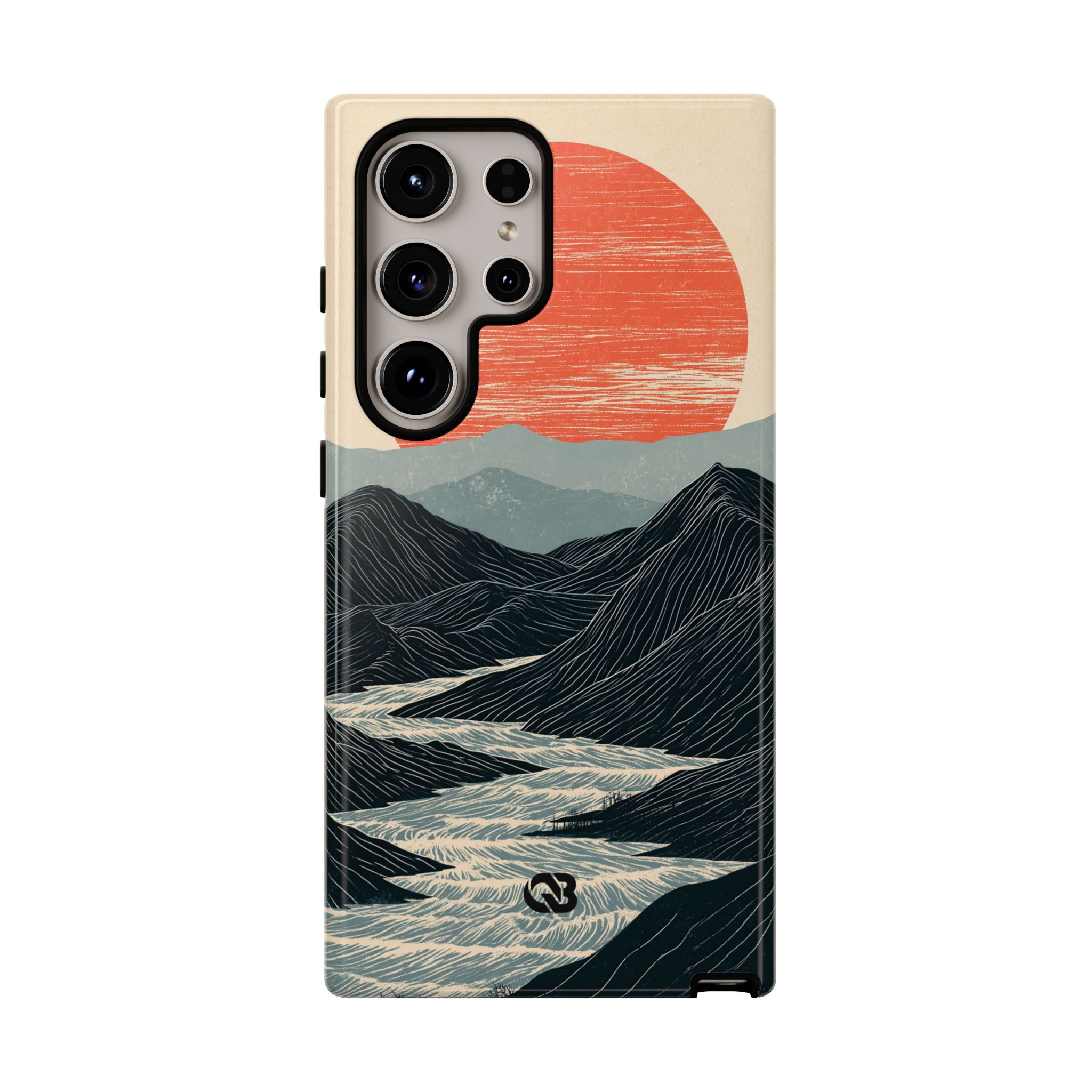 Beige Tough Phone Case for Samsung - Crimson Ridge Flow