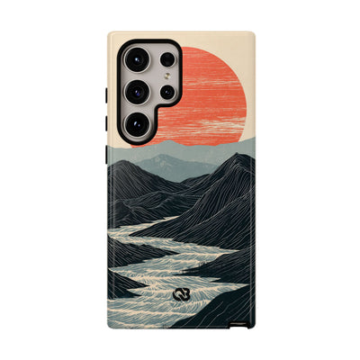 Beige Tough Phone Case for Samsung - Crimson Ridge Flow