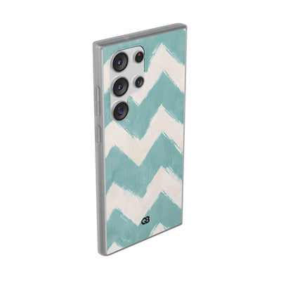 Teal Painted Chevron · Soft Phone Case for Samsung