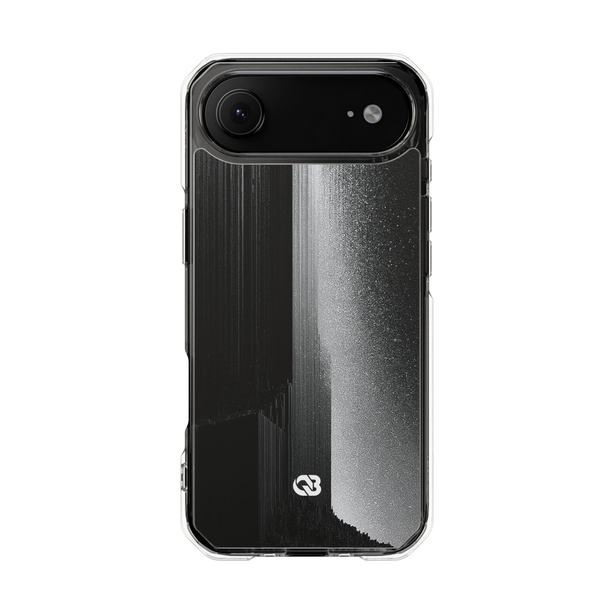 Black Impact MagSafe Phone Case for iPhone - Brutalist Pixel Monolith
