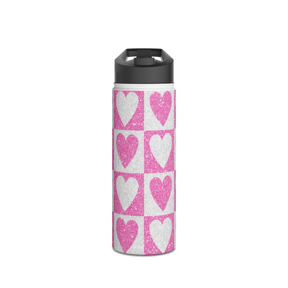 Glitter Heartgrid - Stainless Steel Water Bottle
