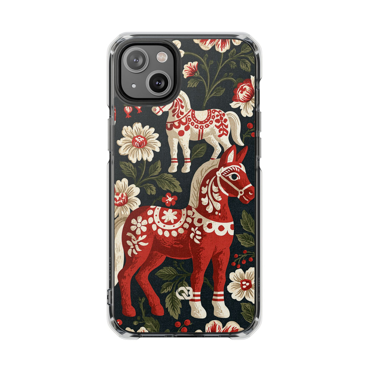 Nordic Dala Meadow · Clear Impact Magnetic Phone Case for iPhone · Red