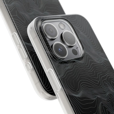 Black Lite Phone Case for iPhone - Obsidian Topo Wireframe