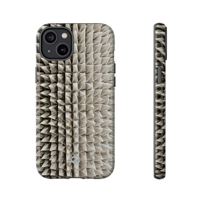 Beige Tough Phone Case for iPhone - Bone Spiked Grid