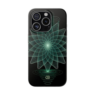 Green Lite Phone Case for iPhone - Cyan Signal Bloom