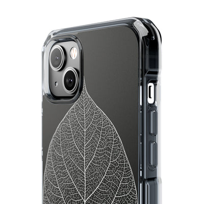 Black Impact MagSafe Phone Case for iPhone - Bleached Leaf Lattice