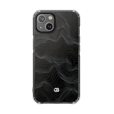 Black Impact MagSafe Phone Case for iPhone - Obsidian Topo Wireframe