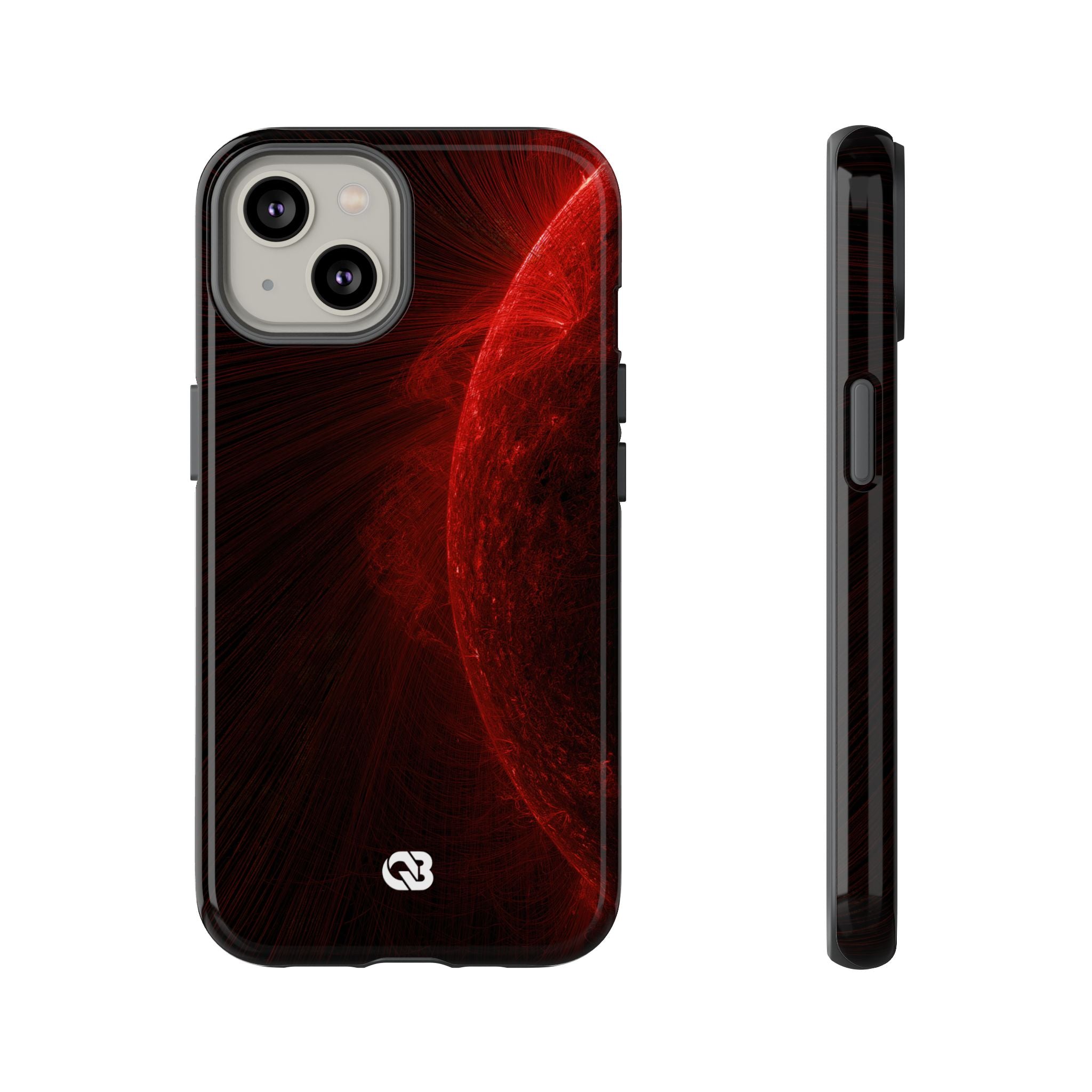 Red Tough Phone Case for iPhone - Solar Crimson Flare