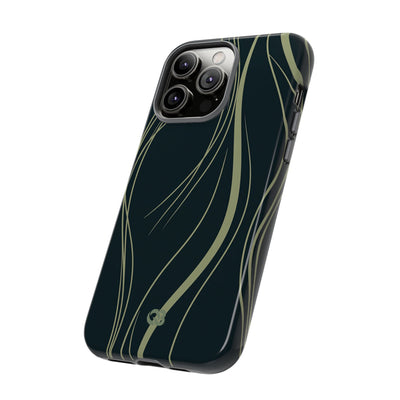 Green Tough Phone Case for iPhone - Obsidian Sage Flow