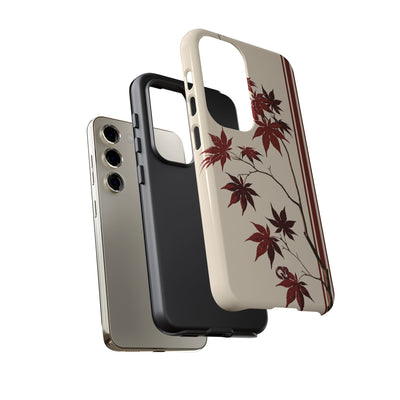 Red Tough Phone Case for Samsung - Crimson Momiji Stripe