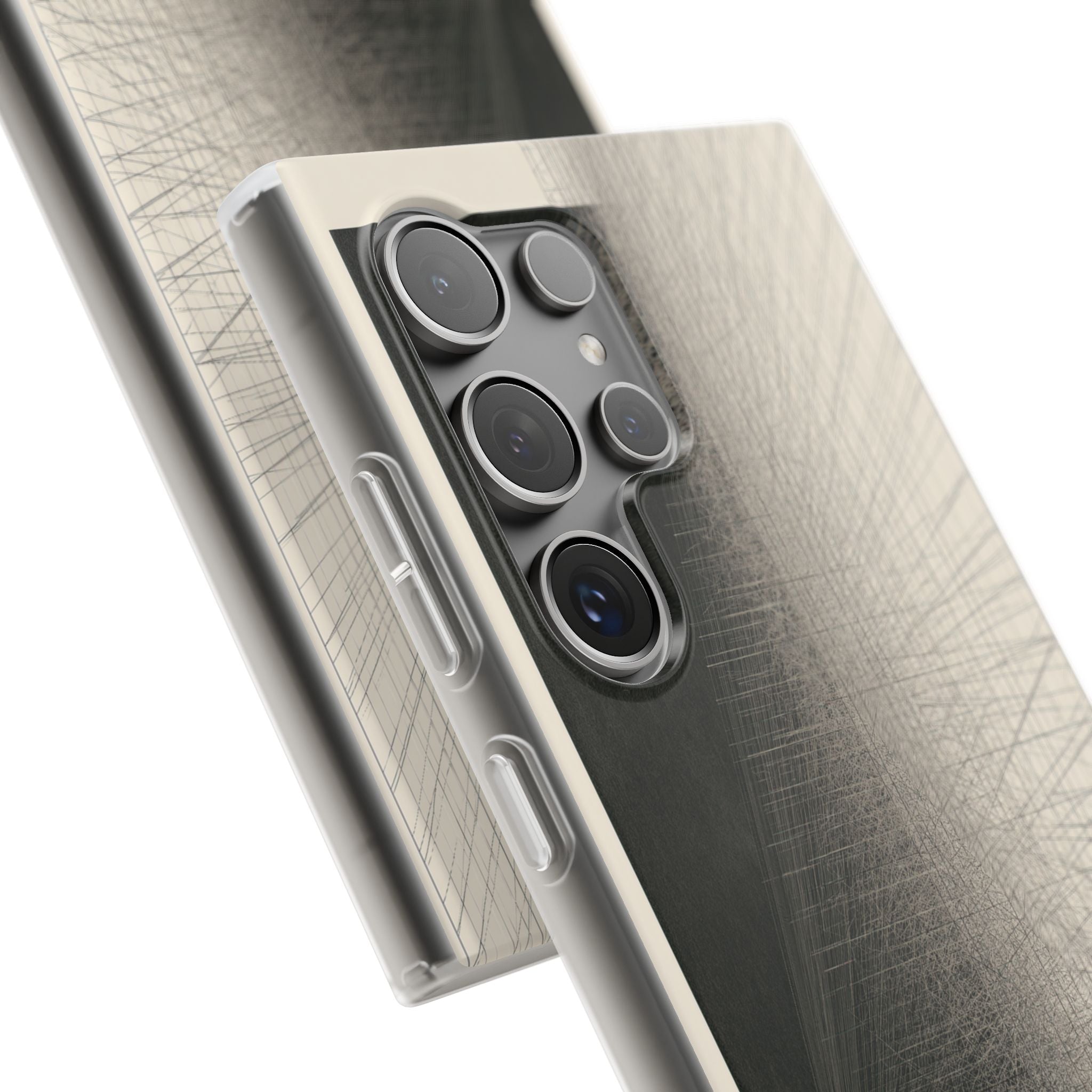Beige Lite Phone Case for Samsung - Brutalist Graphite Grid
