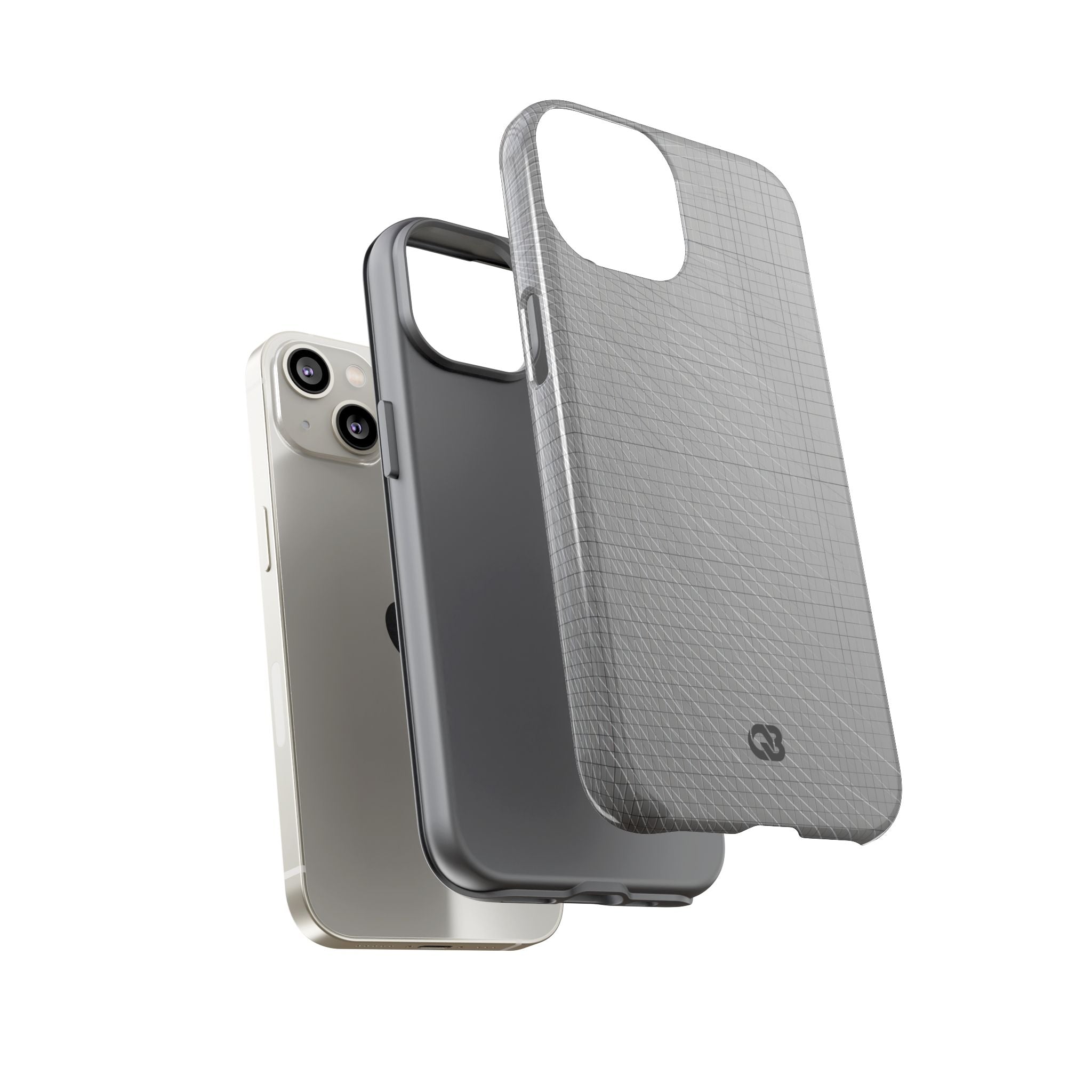 Grey Tough Phone Case for iPhone - Chrome Mesh Warp