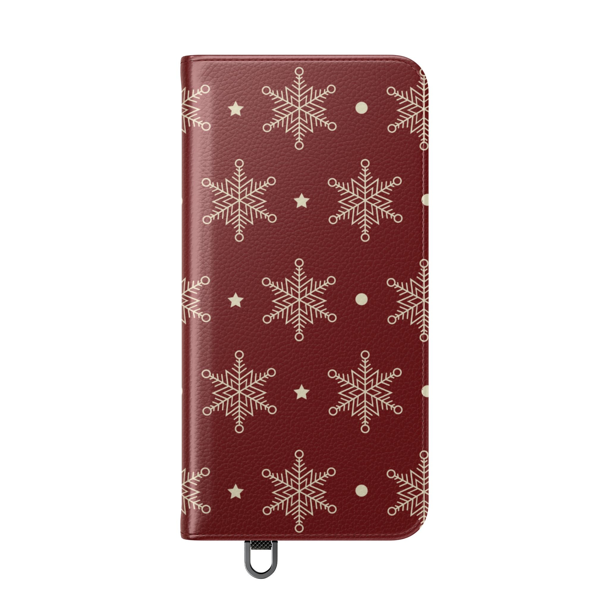 Cream Snowflakes Crimson - Samsung S25+ Case - Wallet