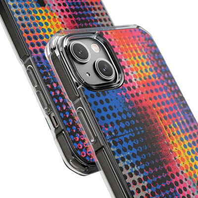 Chromatic Halftone Grid · Clear Impact Magnetic Phone Case for iPhone ·  Blue