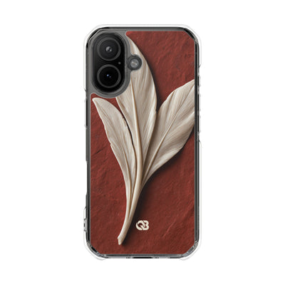 Carved Ivory Plume · Clear Impact Magnetic Phone Case for iPhone · Red