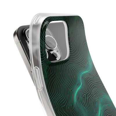 Teal Lite Phone Case for iPhone - Neon Jade Contour