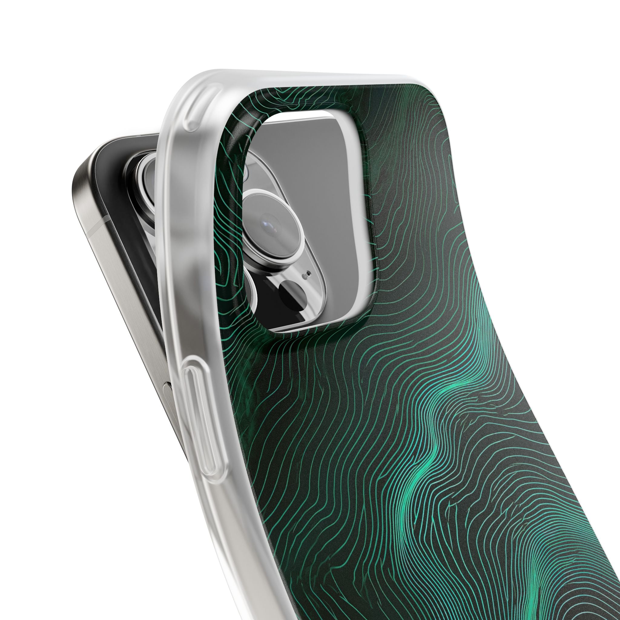 Teal Lite Phone Case for iPhone - Neon Jade Contour