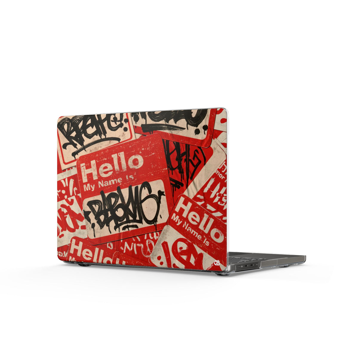 Slap Tag Collage · Clear Hard Case for MacBook · Red