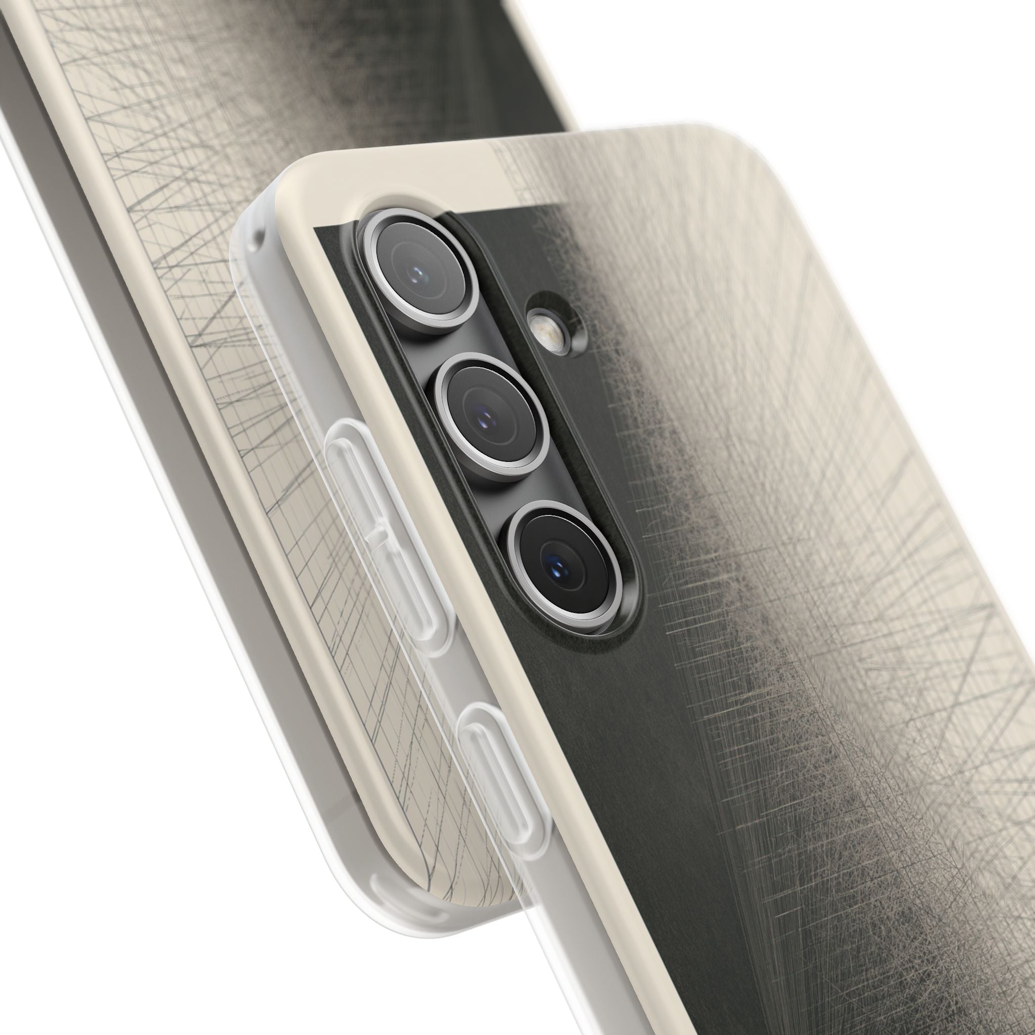 Beige Lite Phone Case for Samsung - Brutalist Graphite Grid
