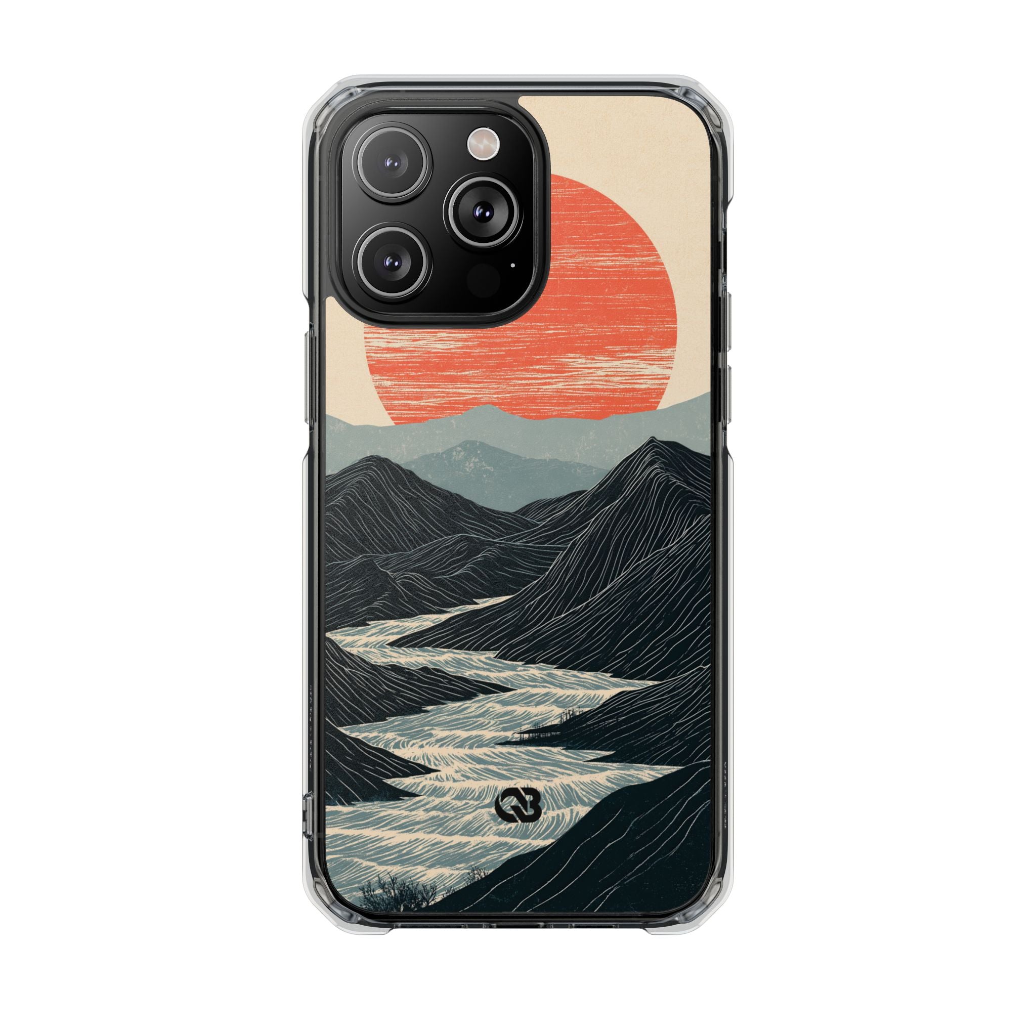 Beige Impact MagSafe Phone Case for iPhone - Crimson Ridge Flow