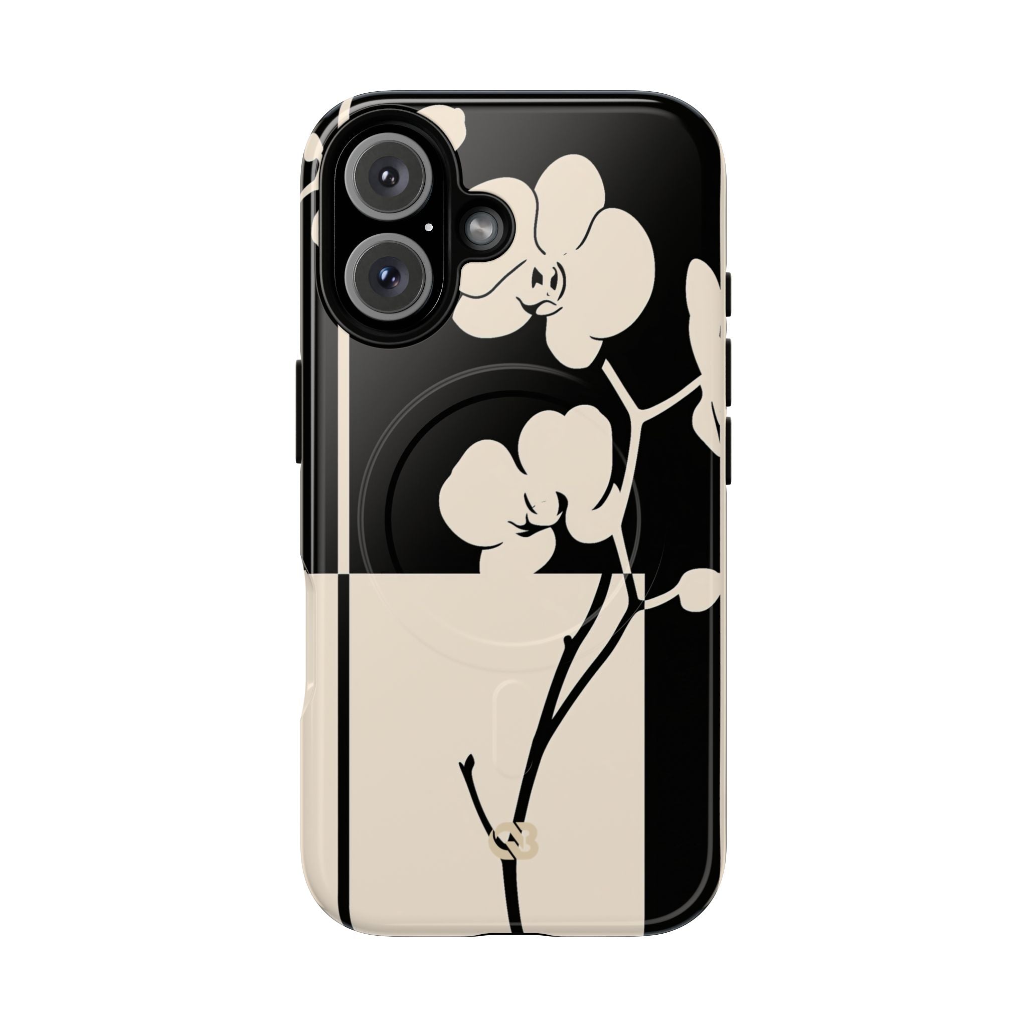 Beige Tough 2.0 Magsafe Phone Case for iPhone - Nocturnal Orchid Frame