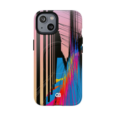 Blue Tough 2.0 Magsafe Phone Case for iPhone - Fractured Data Skyline