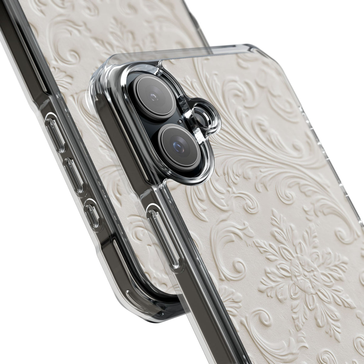 Ivory Baroque Relief · Clear Impact Magnetic Phone Case for iPhone ·  White