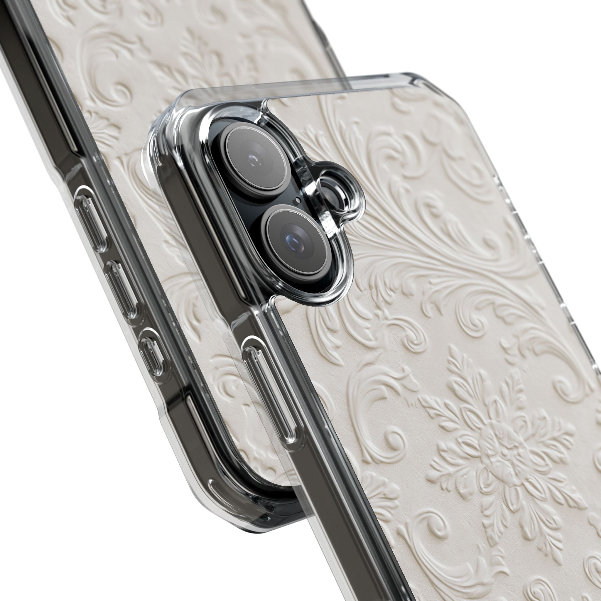 White Impact MagSafe Phone Case for iPhone - Alabaster Floral Relief