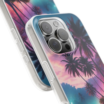 Neon Shore Palms · Soft Phone Case for iPhone