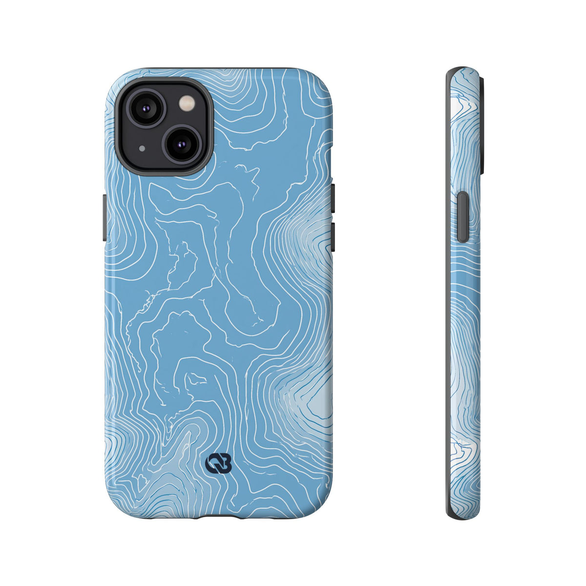 Blue Tough Phone Case for iPhone - Glacial Ridge Topo