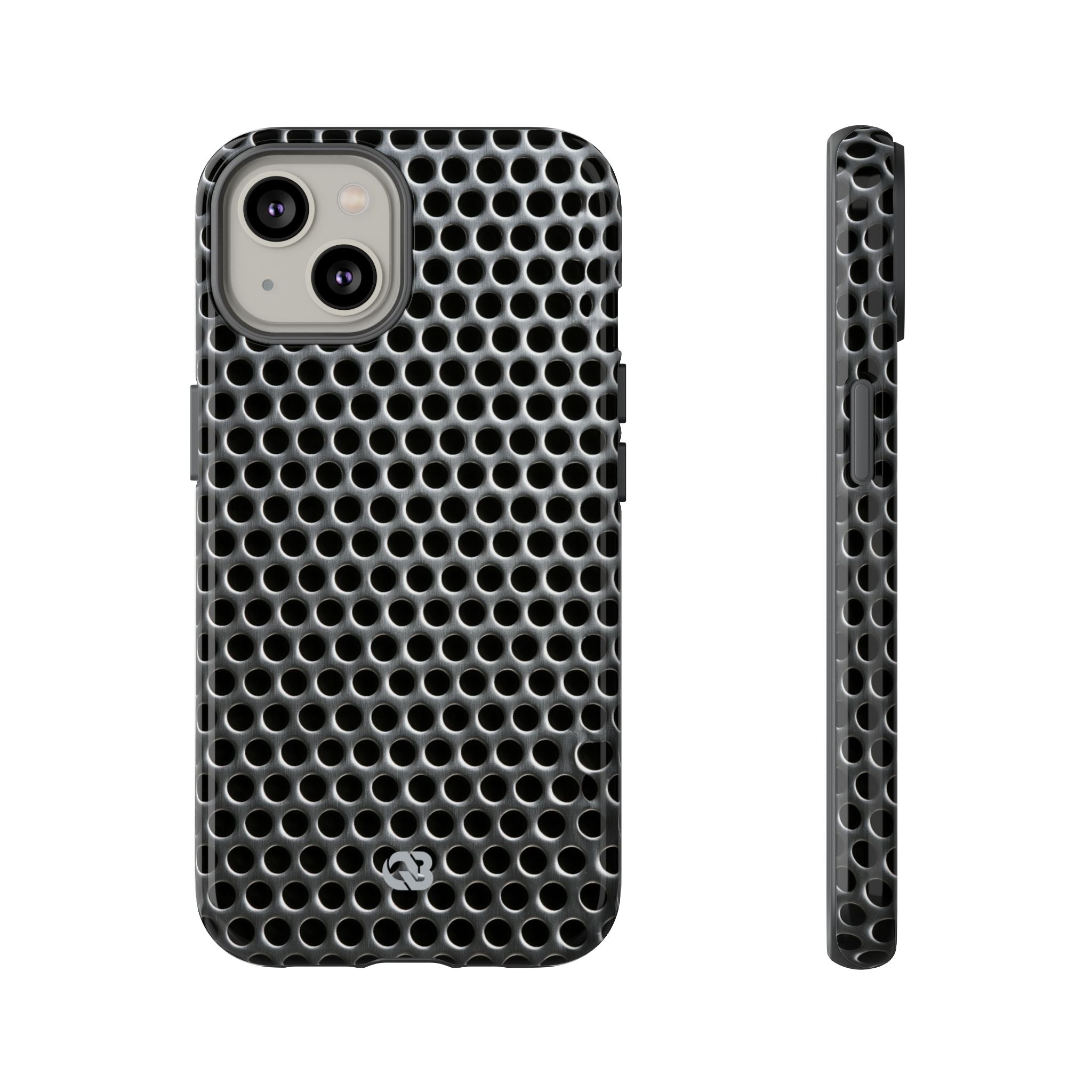 Silver Tough Phone Case for iPhone - Brutalist Steel Mesh