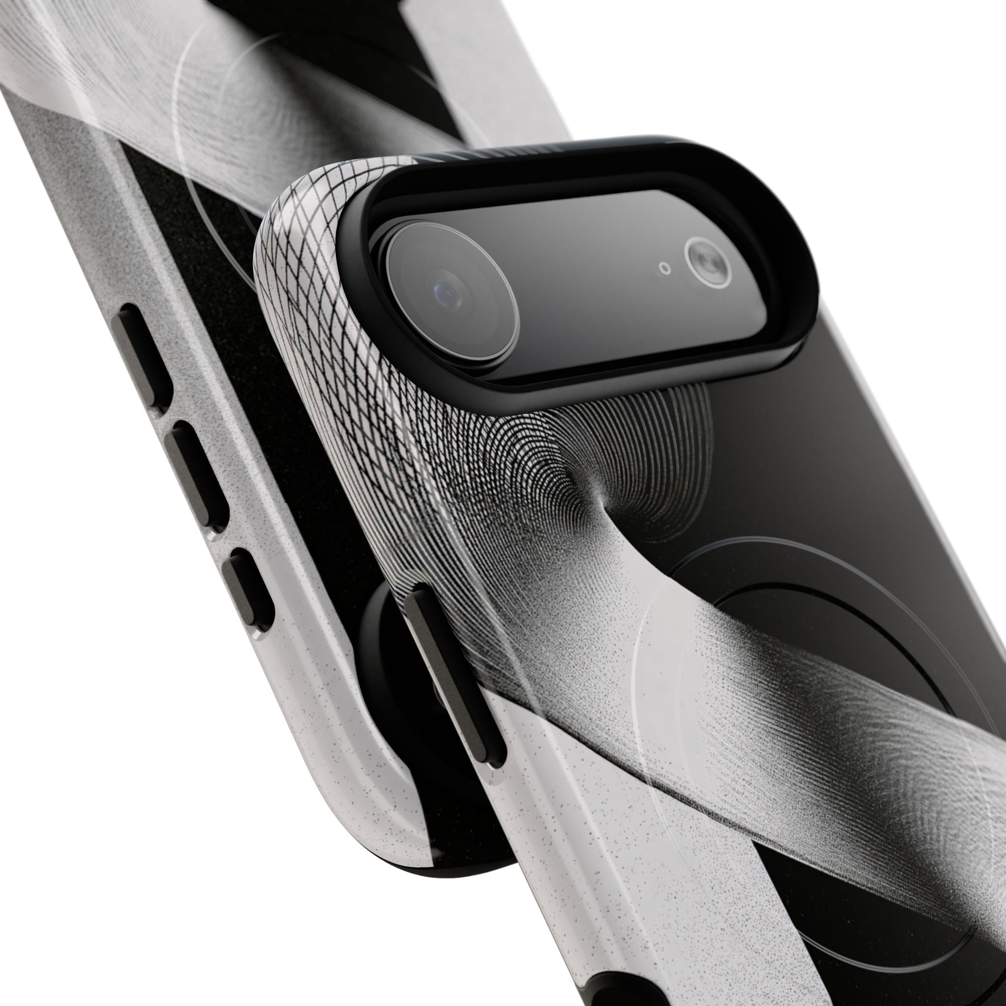 Grey Tough 2.0 Magsafe Phone Case for iPhone - Obsidian Moiré Wave