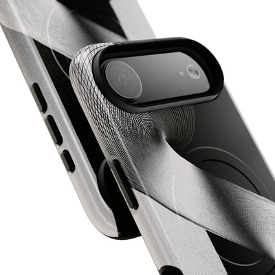 Grey Tough 2.0 Magsafe Phone Case for iPhone - Obsidian Moiré Wave