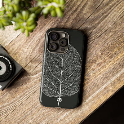 Black Tough Phone Case for iPhone - Bleached Leaf Lattice