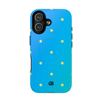 Cassa Tough+ con punti blu ciano · Cover Magsafe
