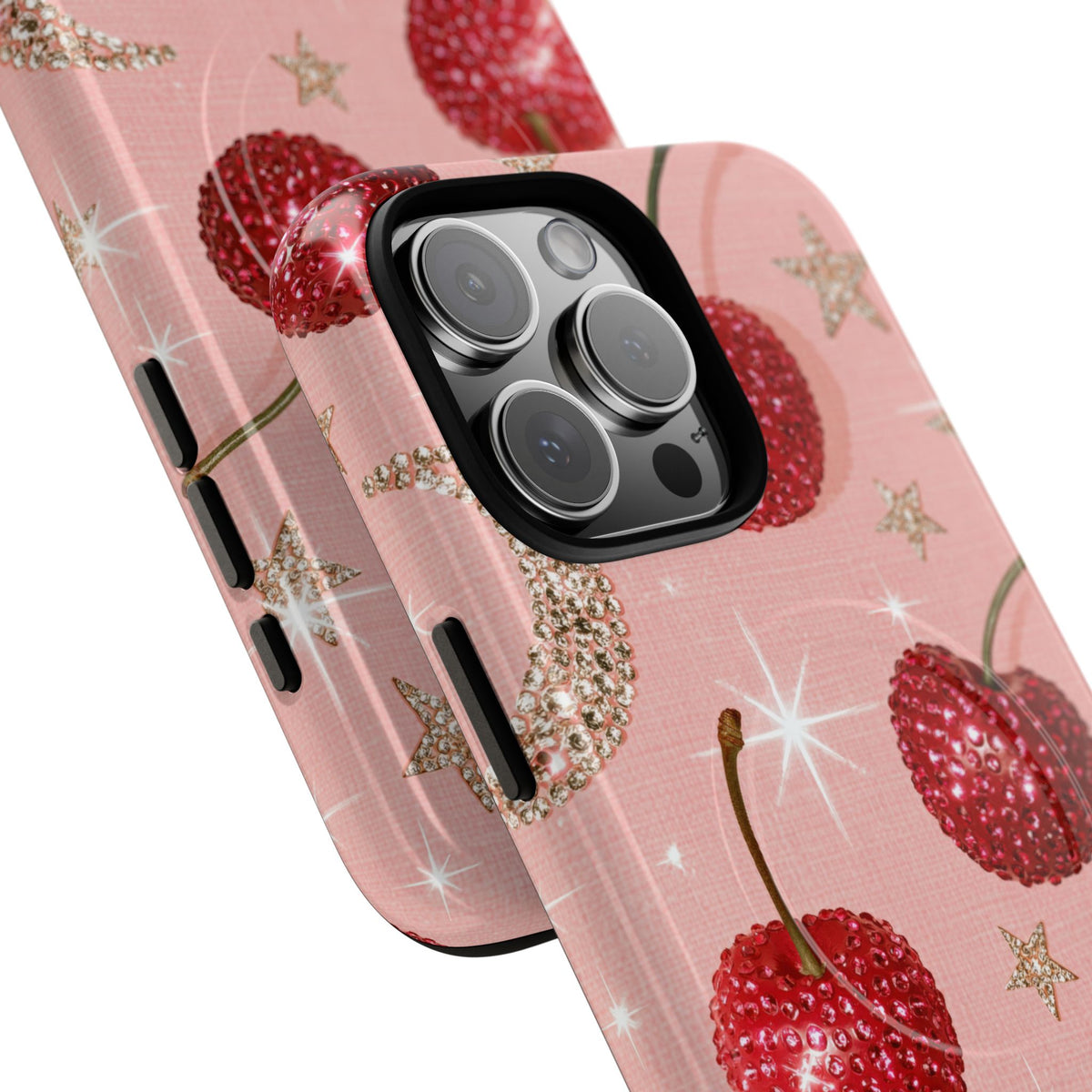 Bedazzled Ruby Cherries · Tough 2.0 Magnetic Phone Case for iPhone · Pink