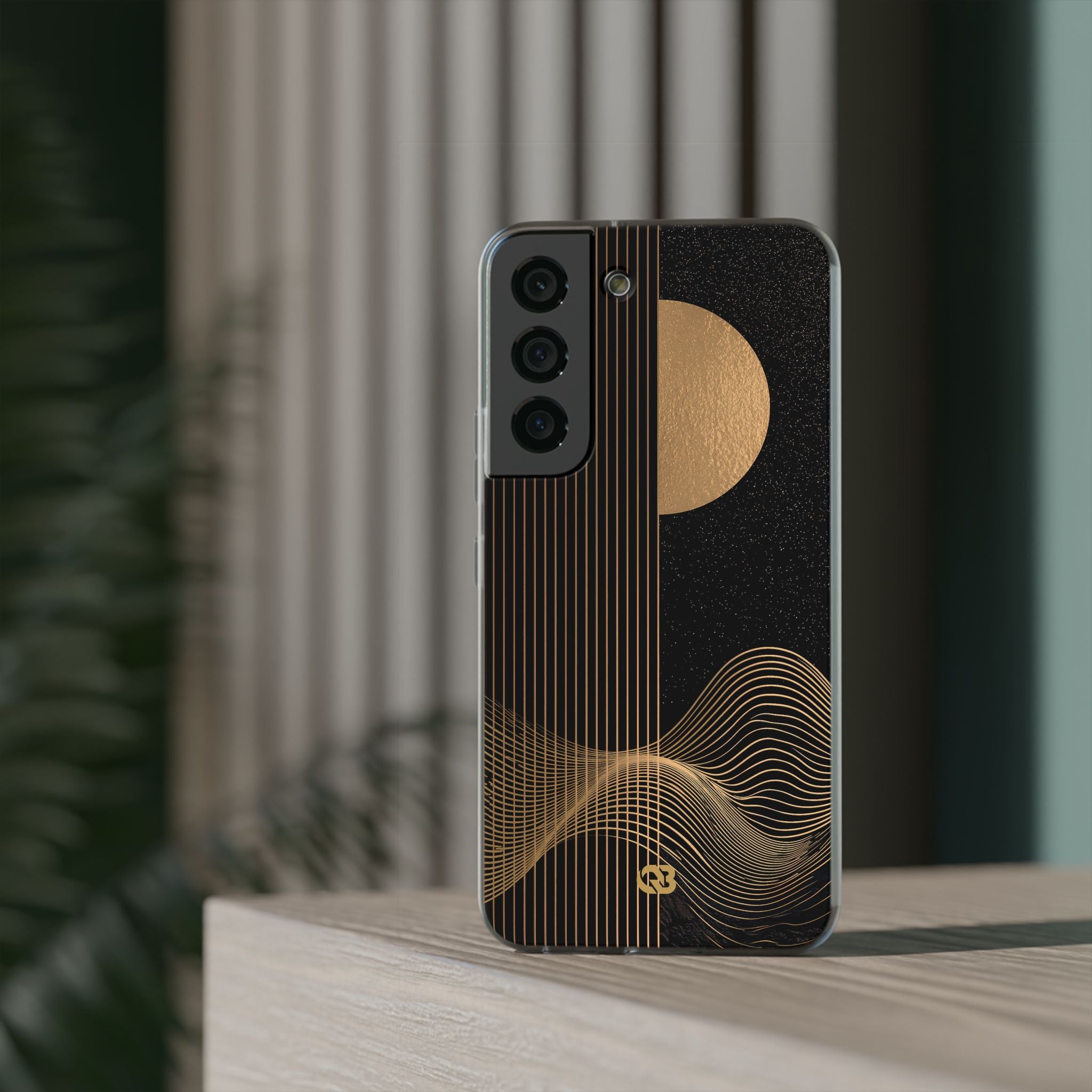 Gold Lite Phone Case for Samsung - Gilded Obsidian Dunes