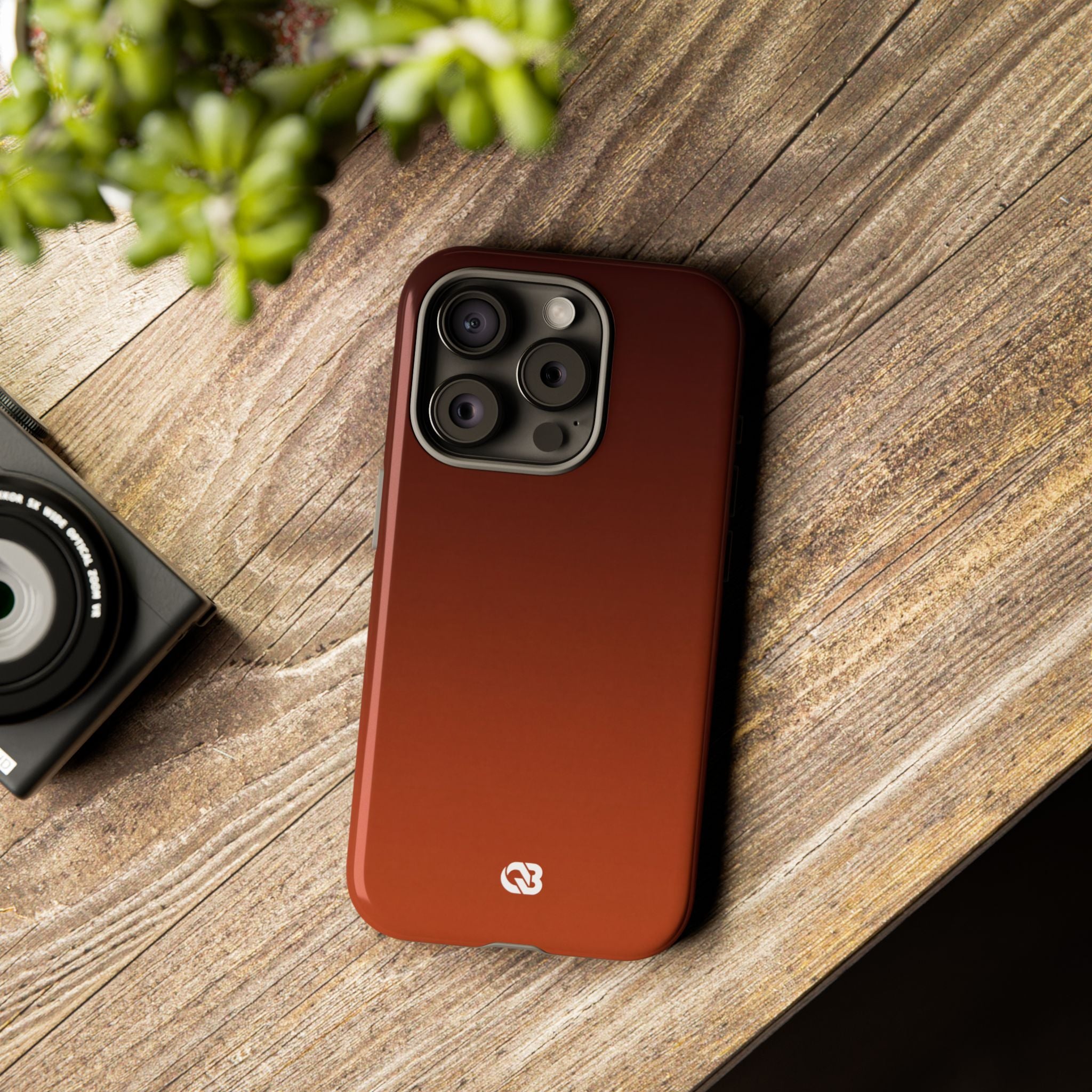 Orange Tough Phone Case for iPhone - Obsidian Ember Fade